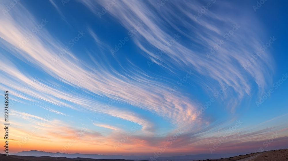 Aufkleber expansive cirrus cloud formation stretching across the boundless endless sky creating a mesmerizing 