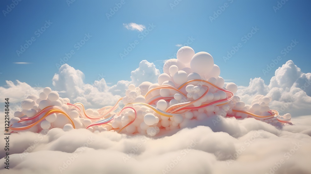 Aufkleber whimsical clouds dancing and swirling in the bright blue sky creating enchanting and ever changing s