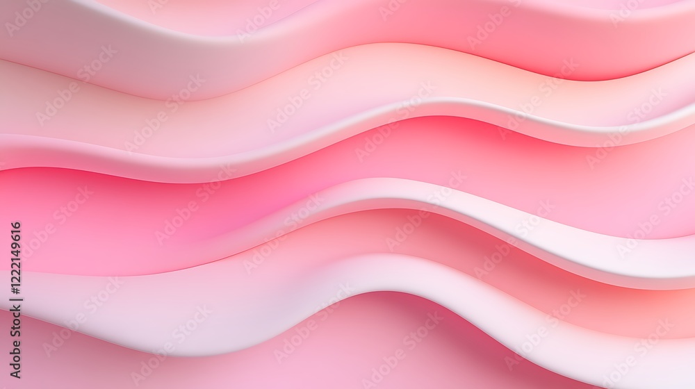 Poster Smooth Abstract Waves in Soft Pink and White Colors Creating a Calming and Serene Background Design