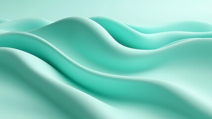 Obraz premium Smooth and Soft Wavy Textures in Pastel Mint Green Ideal for Background and Design Projects