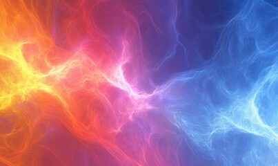 Obraz premium Vibrant Abstract Color Explosion with Electric Pink, Fiery Orange, and Deep Blue Hues in Fluid Texture Background Art, Generative AI