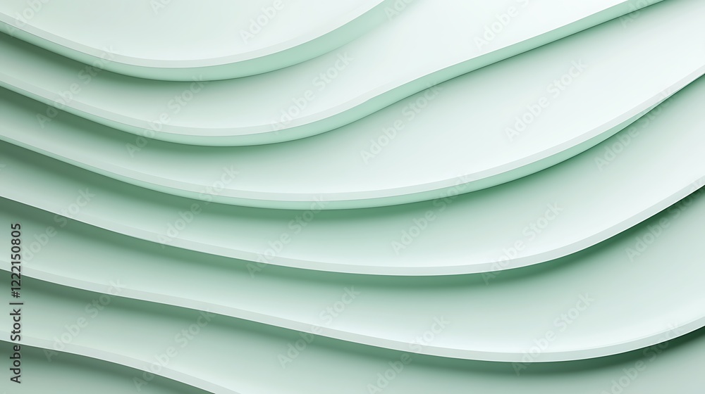 Poster smooth curved lines in light green tones creating an elegant and calming background for various desi