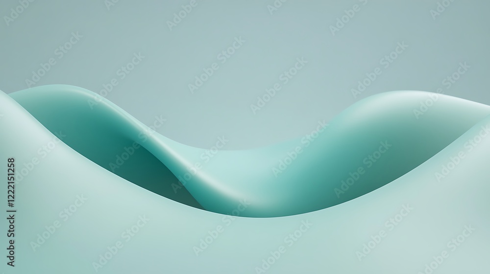 Poster smooth curves of aqua blue waves on soft gradient background for minimalist design and aesthetic con