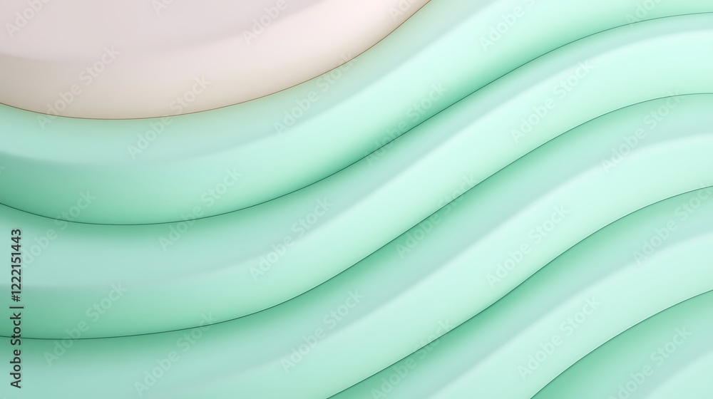 Poster smooth curvy waves in soft green and white tones for modern background or abstract design elements