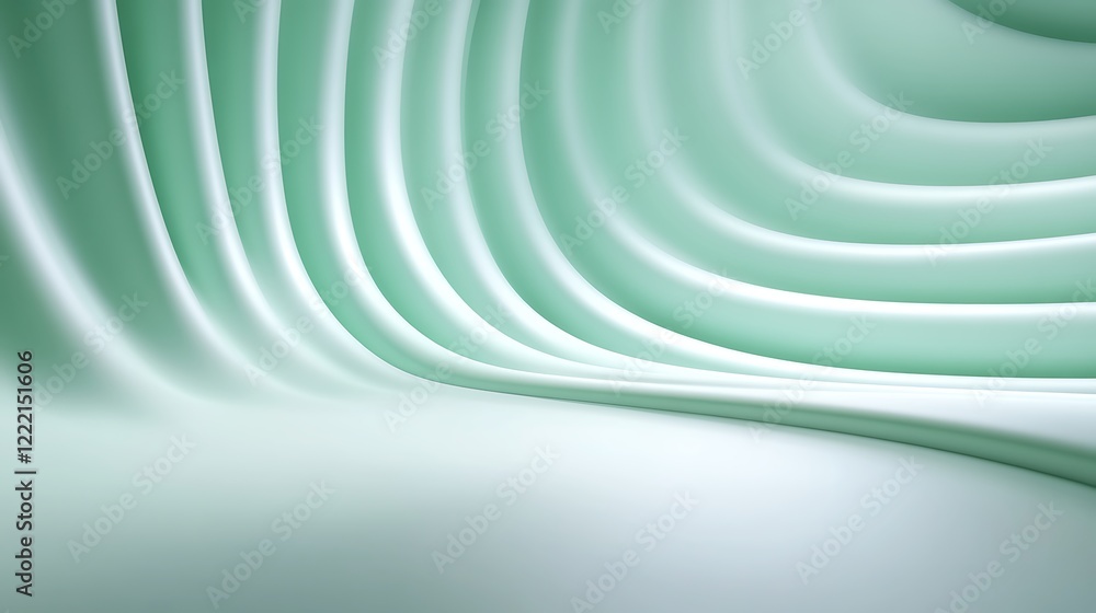 Poster smooth flowing green waves with soft gradients creating a modern abstract background for creative de