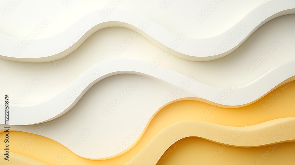 Poster smooth flowing waves of white and yellow in abstract design for modern backgrounds and creative proj