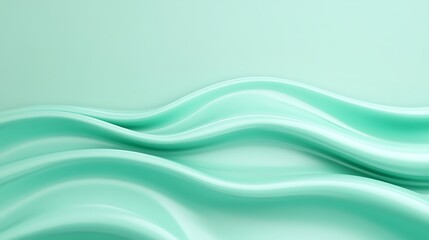 Fototapeta premium Smooth Flowing Waves of Mint Green Colors Creating a Calm and Serene Background for Artistic Designs