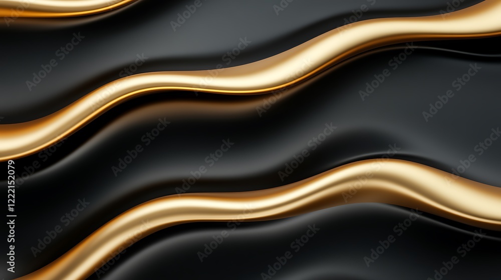 Aufkleber smooth gold and black wave pattern for elegant backgrounds and textures in design projects