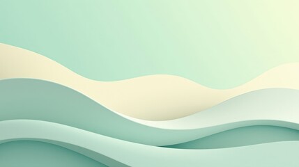 A minimalist abstract design featuring gentle wave patterns, soothing gradients in light teal and cream, and a smooth, textured surface.