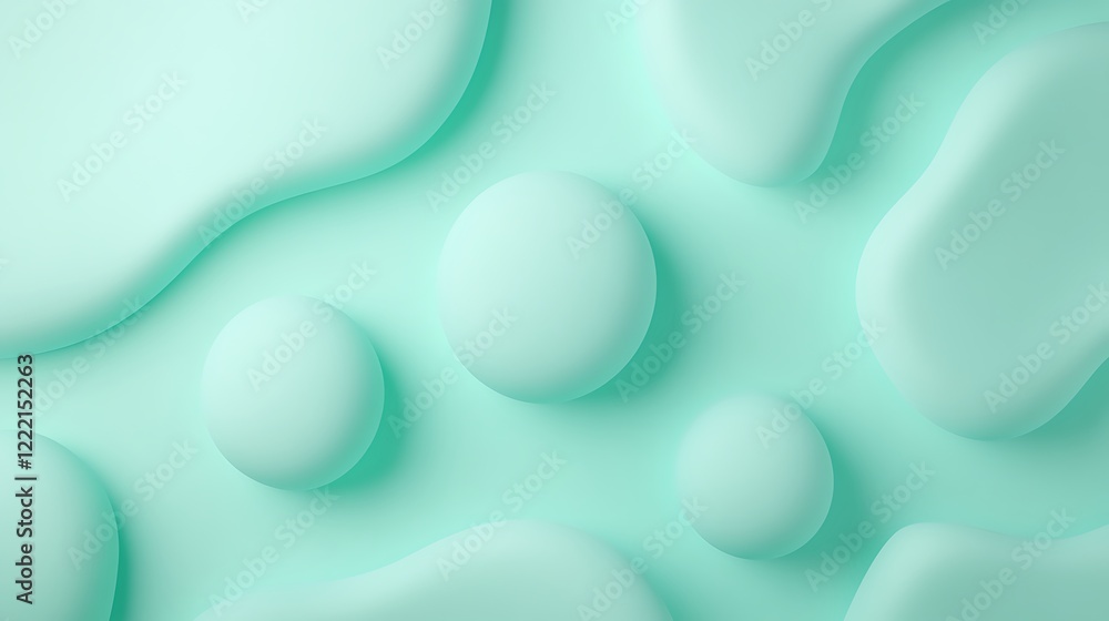 Aufkleber smooth mint green abstract background with circular shapes and fluid forms for modern design project