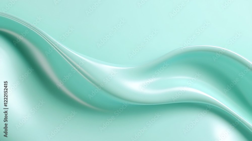 Poster smooth mint green fabric flowing elegantly with soft light and subtle shadows in a calm background