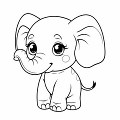 Fototapeta premium Cute Cartoon Elephant Coloring Page