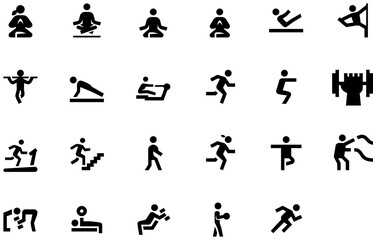 Set of Fitness and yoga icons