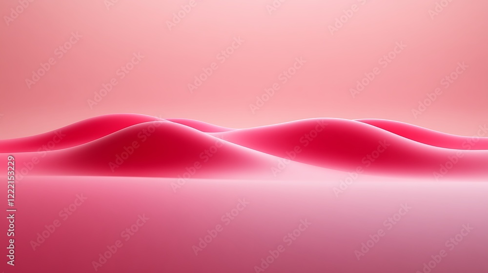 Poster smooth red waves of fabric or liquid in soft minimalistic abstract background