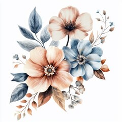 Elegant Floral Arrangement with Soft Pastel Colors and Delicate Leaves in Contemporary Style