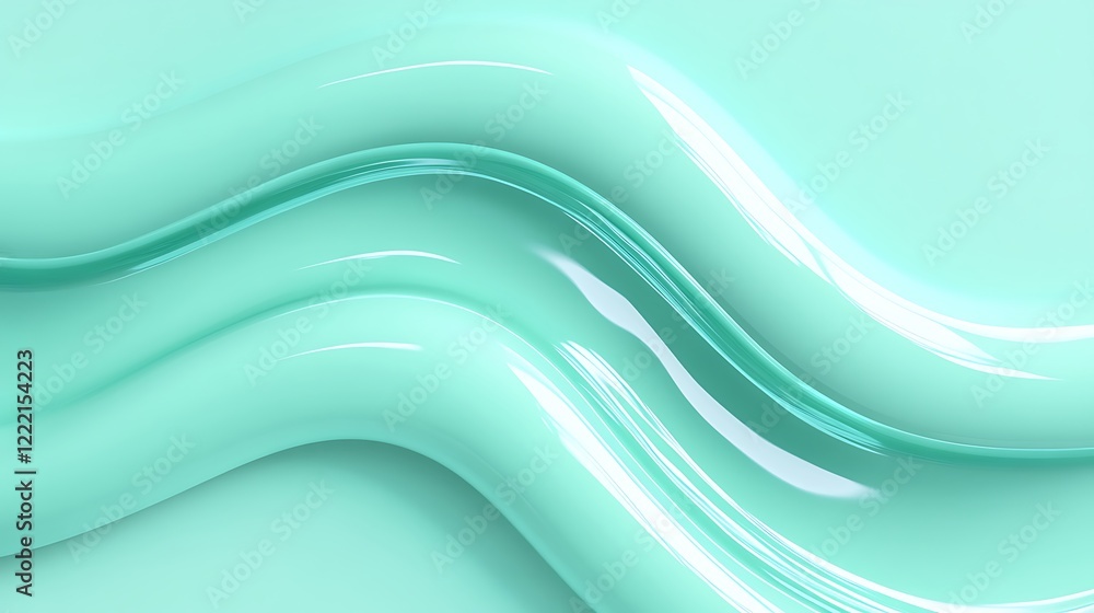 Poster smooth waves of soft mint green texture for modern design and background usage