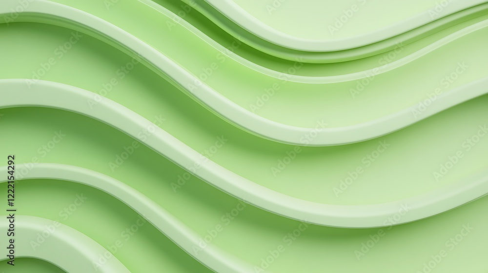 Poster smooth wavy pattern in soft green shades ideal for backgrounds and textures in design projects