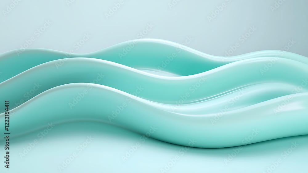 Poster smooth wavy textures in soft mint tones creating an abstract background for modern design projects