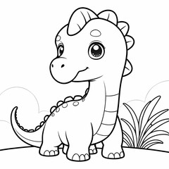Fototapeta premium Sweet Dinosaur Coloring Page
