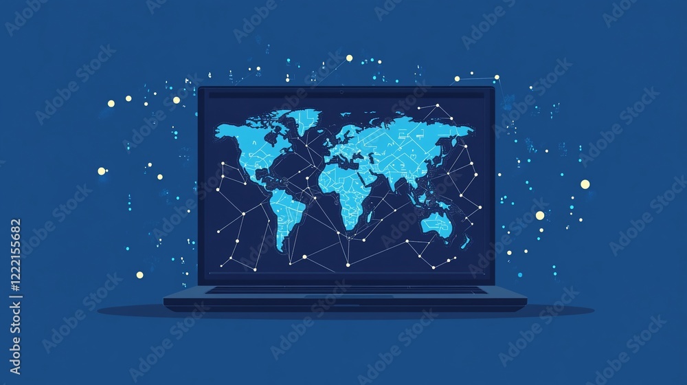Poster global network connectivity: a visual representation of worldwide digital interconnection