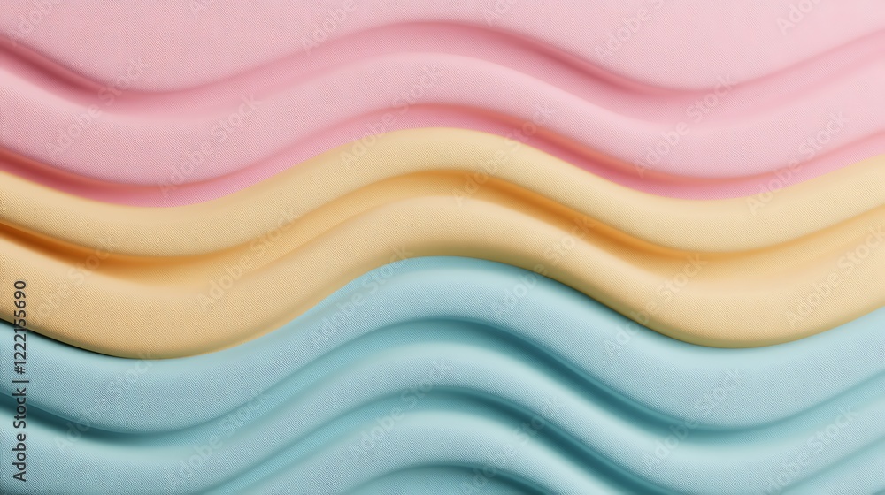 Poster soft colors and smooth waves create a calming background for design and artwork projects
