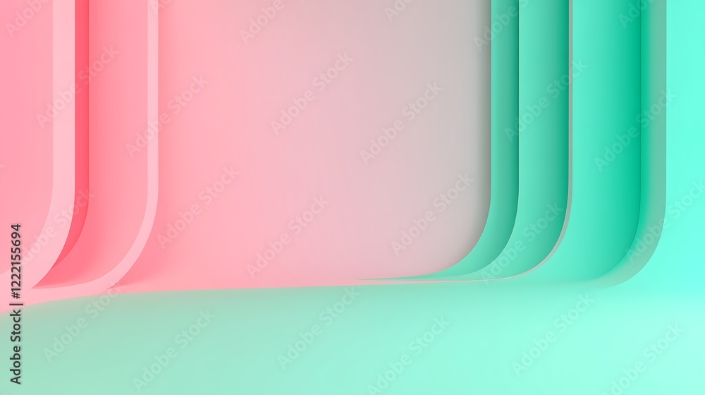 Poster soft curved background in pink and green for abstract or modern design concepts and creative project