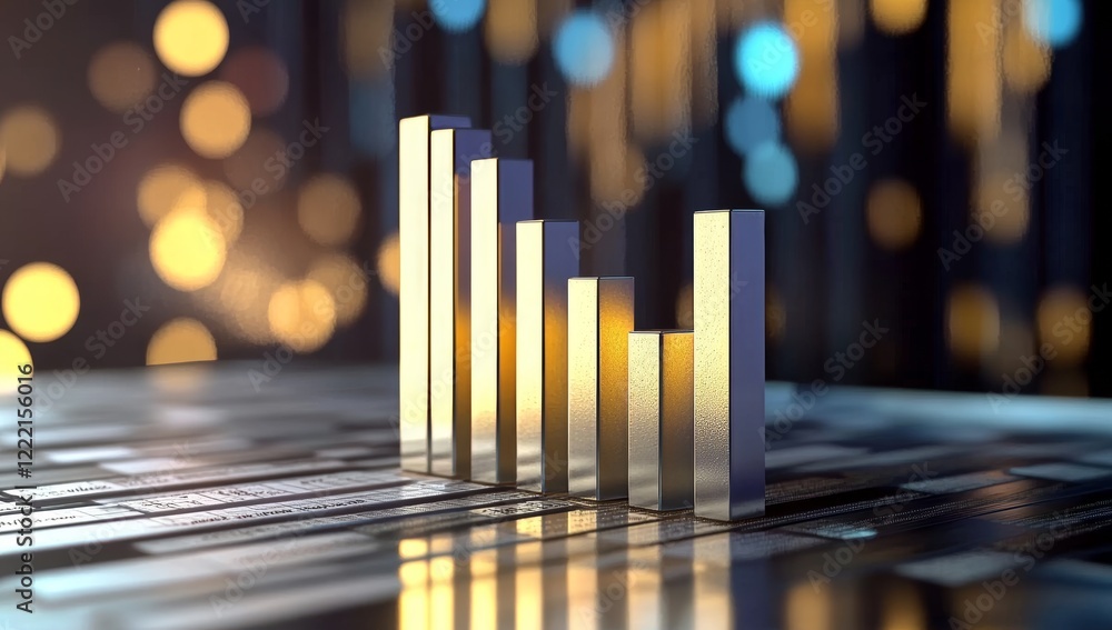 Poster 3d bar graph with colorful background