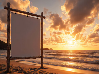 Creative Advertising Mockup: Blank Poster by the Shoreline