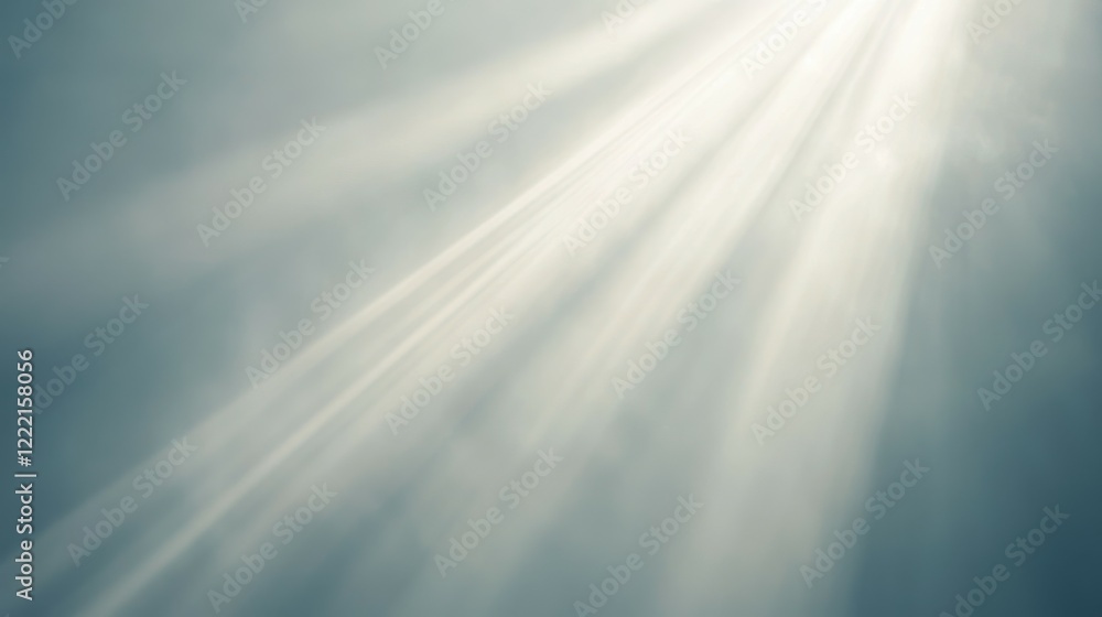 Aufkleber soft, ethereal light rays streaming through a cloudy sky, creating a serene atmosphere.
