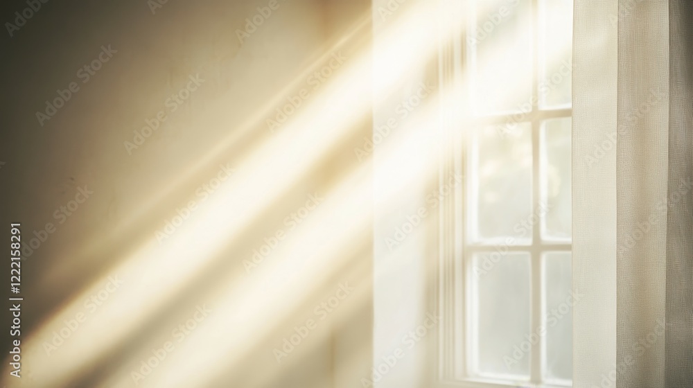 Poster soft sunlight streaming through a window, creating a warm and serene atmosphere indoors.