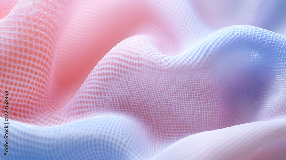 Poster soft flowing fabric with a blend of pink and blue tones, creating an abstract texture for design and