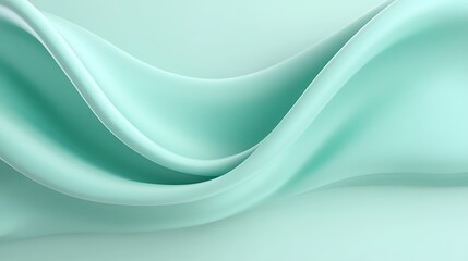 Soft Flowing Fabric Waves in Gentle Mint Green Tones for Elegant Background and Design Use
