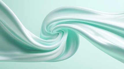 Fototapeta premium Soft Flowing Silk Fabric in Gentle Mint Green Hue with Beautiful Curves and Waves for Elegant Background
