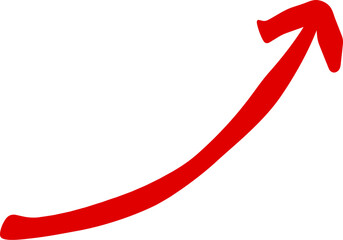 曲線の右肩上がりの矢印のベクターイラスト素材 赤色 アップ 上昇