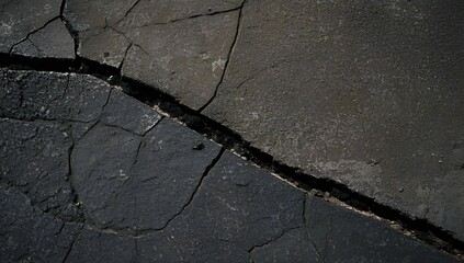 Obraz premium A background texture of a cracked asphalt road, revealing intricate patterns of wear,