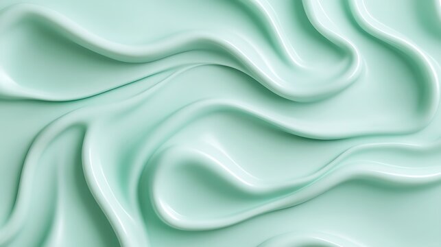 Soft Mint Green Waves of Smooth Liquid Fabric Creating a Calm and Serene Textured Background