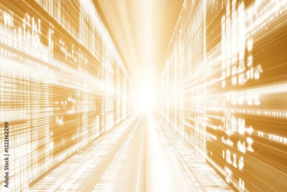 Poster abstract digital tunnel of light and data streams