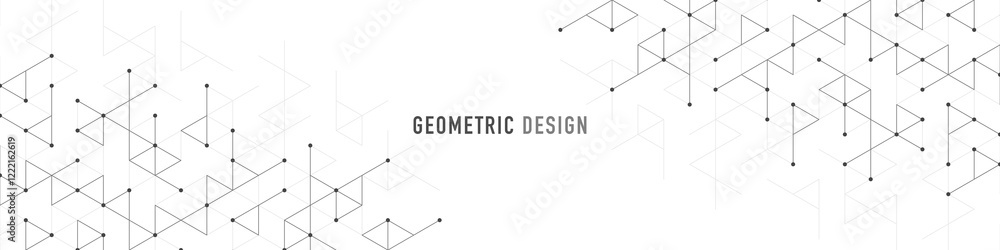 Poster Graphic design element for web page or banner with a geometric pattern of triangle shapes.