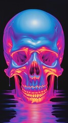 Fototapeta premium Burning Skull glowing purple red.