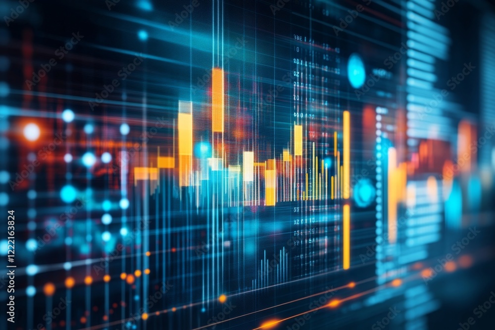 Poster abstract futuristic data visualization with dynamic charts and graphs