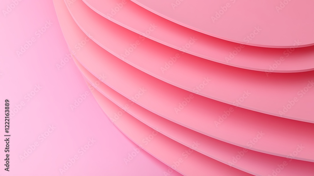 Poster soft pink layers of curved shapes on smooth background ideal for minimalistic design projects and ae