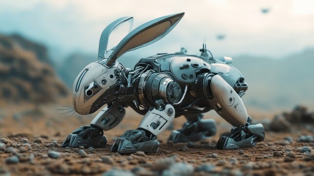 Mechanical Rabbit in a Desolate Landscape