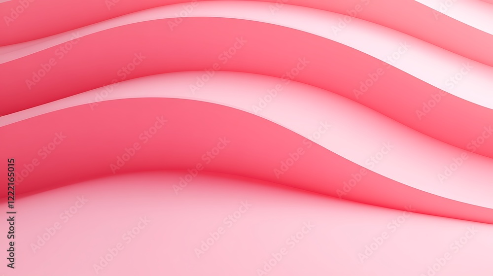 Poster soft pink waves of smooth curves on a delicate background for creative and abstract design projects