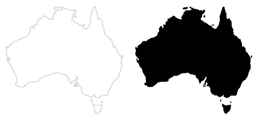 Australia map sets, Australia administrative map, Australia outline and states map set - illustration version