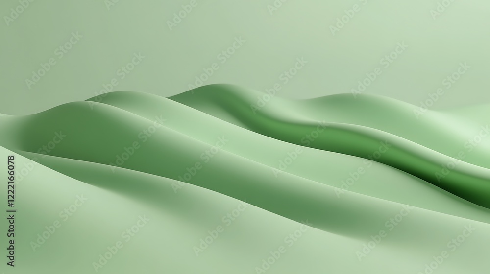Poster soft rolling hills of pastel green tones creating a serene and calming abstract background for desig