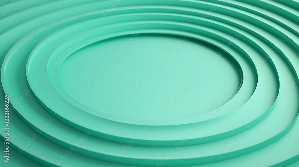 Poster soft teal circular layers creating abstract waves in modern minimalist background design