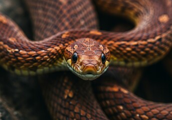 Fototapeta premium Intriguing Close-Up of a Corn Snake: A Captivating Look at Nature's Beauty