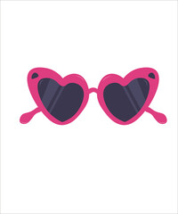 80s and 90s disco vector glasses on a white background. Glasses with flat graphics and cartoon style