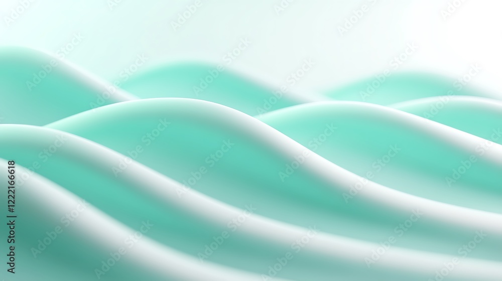Poster soft turquoise waves in gentle motion creating a serene and calming atmosphere for tranquil backgrou