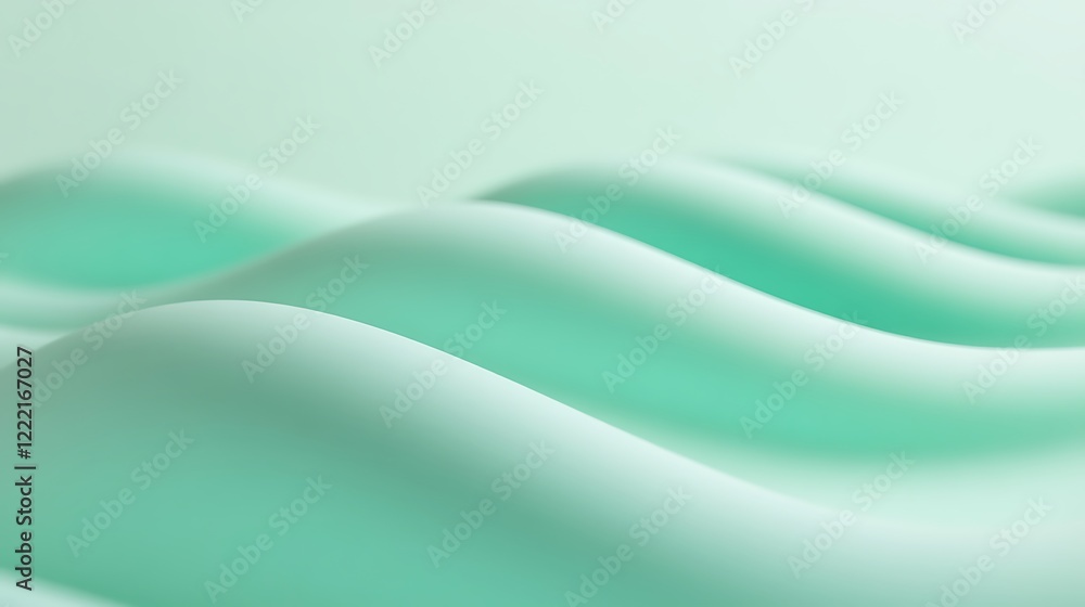 Poster soft waves of aqua color flowing across a serene and minimalistic background for abstract visuals